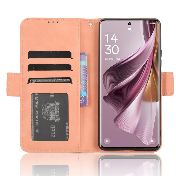 Para Oppo Reno10 Pro 5G CPH2525 (Global) / Reno10 5G CPH2531 (Global) Ranura para Múltiples Tarjetas Estuche de Teléfono Billetera de Cuero con Soporte - Rosa