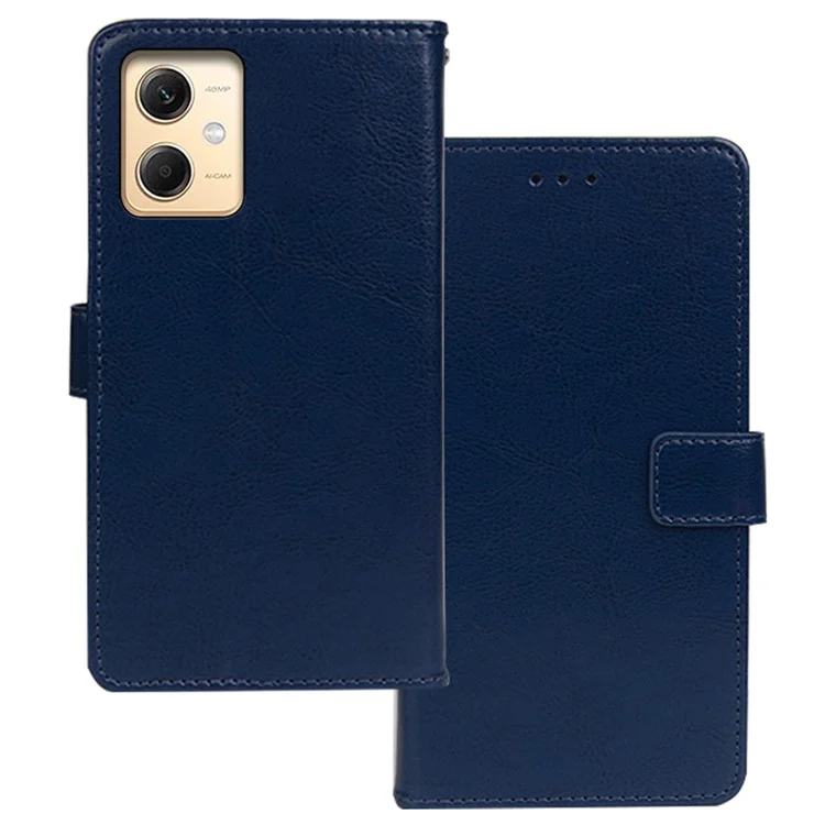 IDEWEI pour Xiaomi Redmi Note 12R Pro 5G Étui portefeuille Cas de téléphone Texture de cheval fou Housse en cuir Stand - Bleu