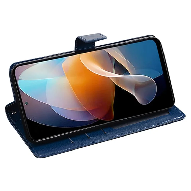 IDEWEI pour Xiaomi Redmi Note 12R Pro 5G Étui portefeuille Cas de téléphone Texture de cheval fou Housse en cuir Stand - Bleu