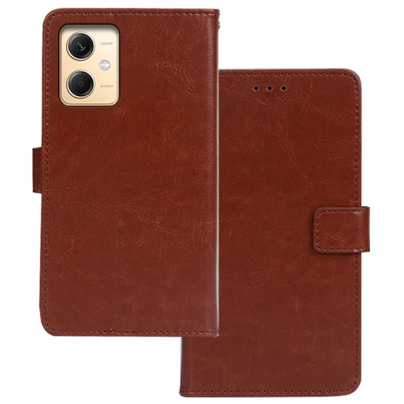 IDEWEI Für Xiaomi Redmi Note 12R Pro 5G Brieftasche Handyhülle Crazy Horse Texture Leder Stand Cover - Braun