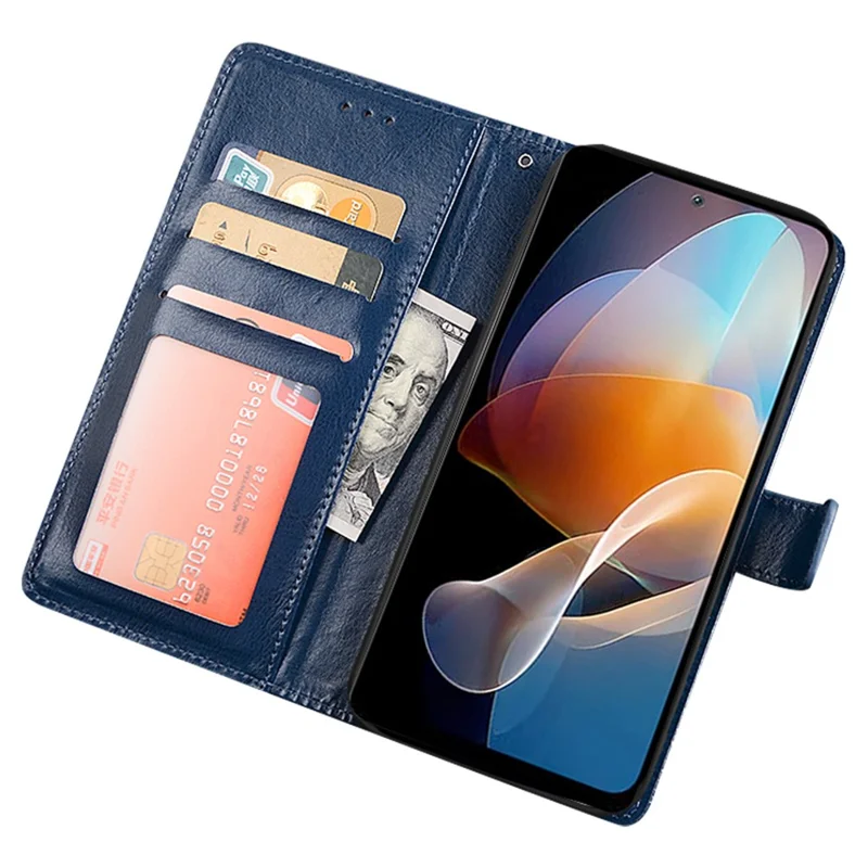 IDEWEI Für Xiaomi Redmi Note 12R Pro 5G Brieftasche Handyhülle Crazy Horse Texture Leder Stand Cover - Braun