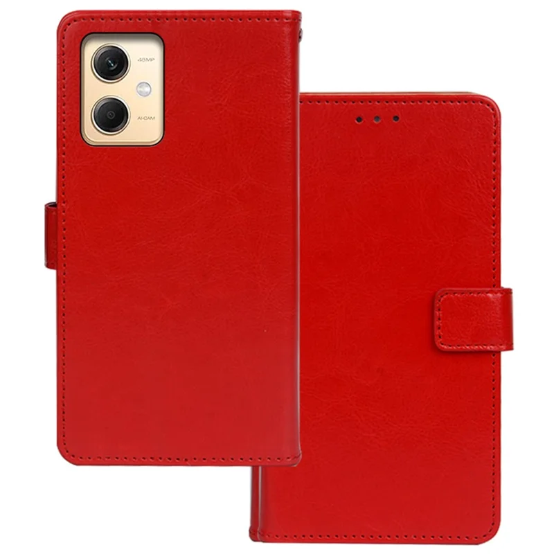 IDEWEI For Xiaomi Redmi Note 12R Pro 5G Wallet Phone Case Crazy Horse Texture Leather Stand Cover - Red