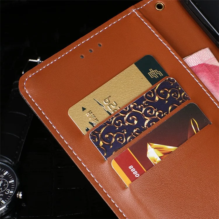IDEWEI Pour Xiaomi Redmi Note 12R Pro 5G Coque de téléphone en cuir de texture de crocodile avec support - Noir