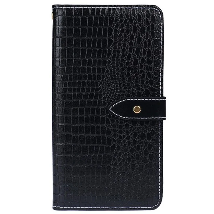 IDEWEI Pour Xiaomi Redmi Note 12R Pro 5G Coque de téléphone en cuir de texture de crocodile avec support - Noir