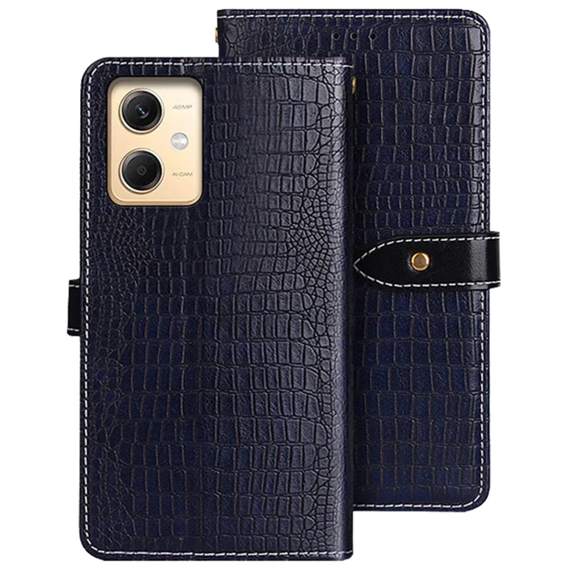IDEWEI For Xiaomi Redmi Note 12R Pro 5G Crocodile Texture Stand Phone Shell Case Leather Wallet Phone Cover - Blue