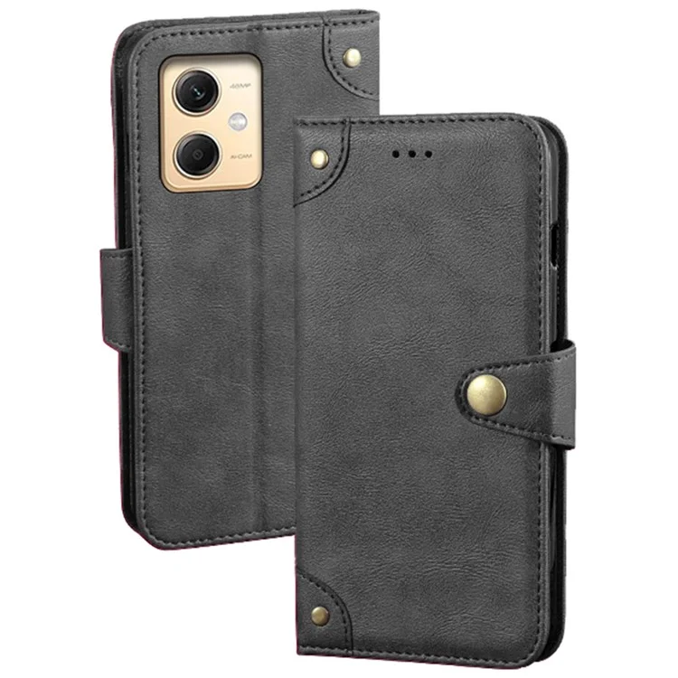 IDEWEI Pour Xiaomi Redmi Note 12R Pro 5G Étui de Téléphone Anti-Rayures Support Portefeuille en Cuir PU - Noir