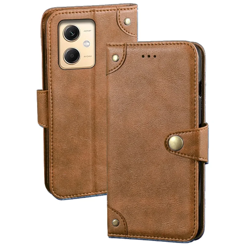 IDEWEI For Xiaomi Redmi Note 12R Pro 5G Anti-Scratch Phone Case Stand Wallet PU Leather Phone Cover - Brown