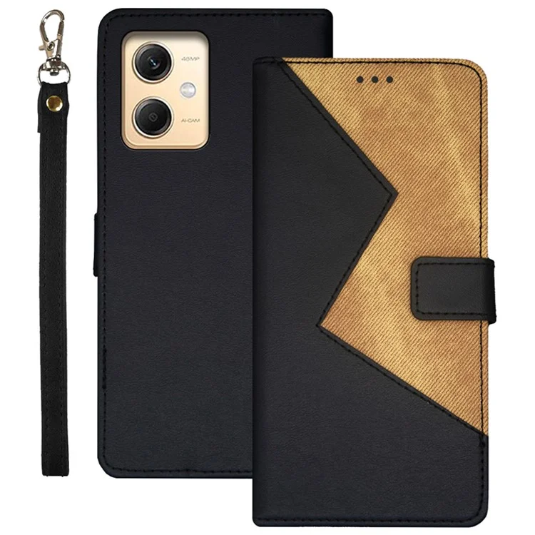 IDEWEI für Xiaomi Redmi Note 12R Pro 5G PU-Lederstehfall Kartensteckplätze Splicing Color Phone Cover - Schwarz