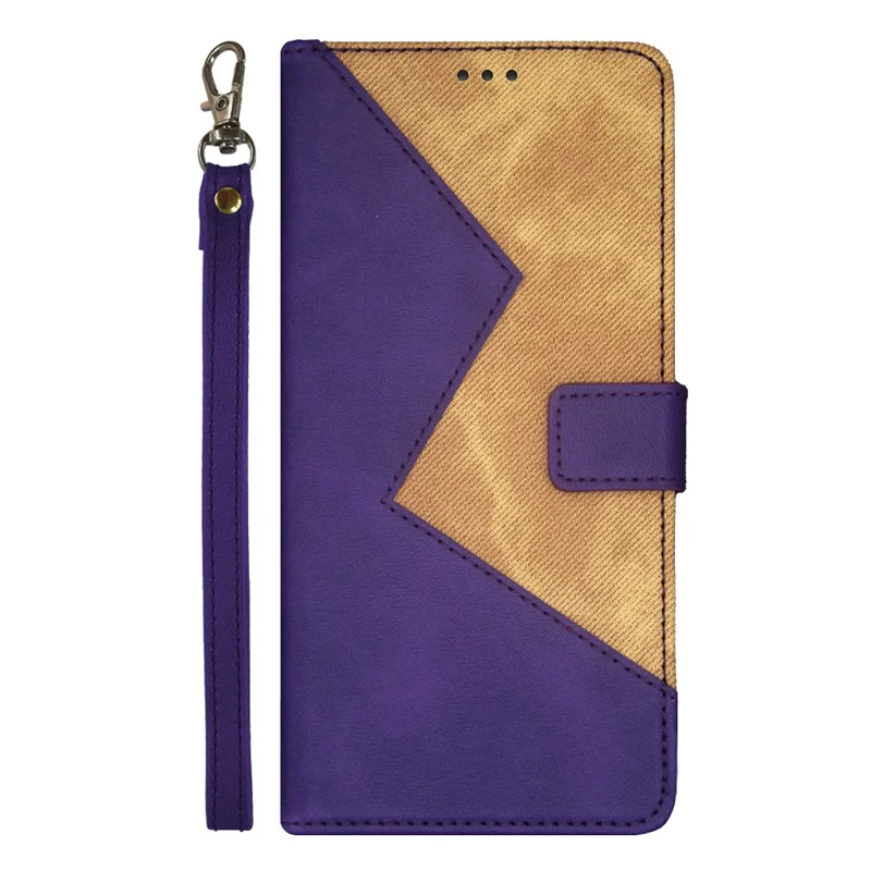 IDEWEI Para Xiaomi Redmi Note 12R Pro 5G Capa de Couro PU Suporte Slot para Cartões Splicing Color Phone Cover - Roxo