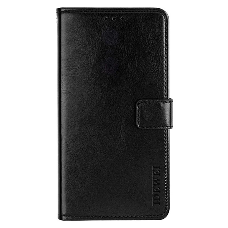 IDEWEI Pour Xiaomi Redmi Note 12R Pro 5G Étui Portefeuille en Cuir Texture Cheval Fou Support Anti-Empreintes Digitales Coque de Téléphone - Noir