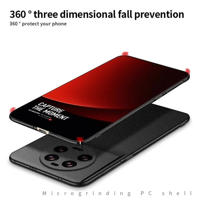 MOFI Shield Matte Series For Xiaomi 13 Ultra Phone Case Ultra-Thin Frosted Skin Anti-Scratch Hard PC Cover - Black