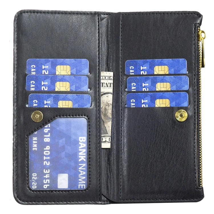 BINFEN COLOR Pour Samsung Galaxy Z Fold5 5G Étui Portefeuille en Cuir avec Fermeture Éclair Poche - Noir