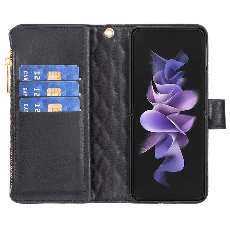 BINFEN COLOR Pour Samsung Galaxy Z Fold5 5G Étui Portefeuille en Cuir avec Fermeture Éclair Poche - Noir