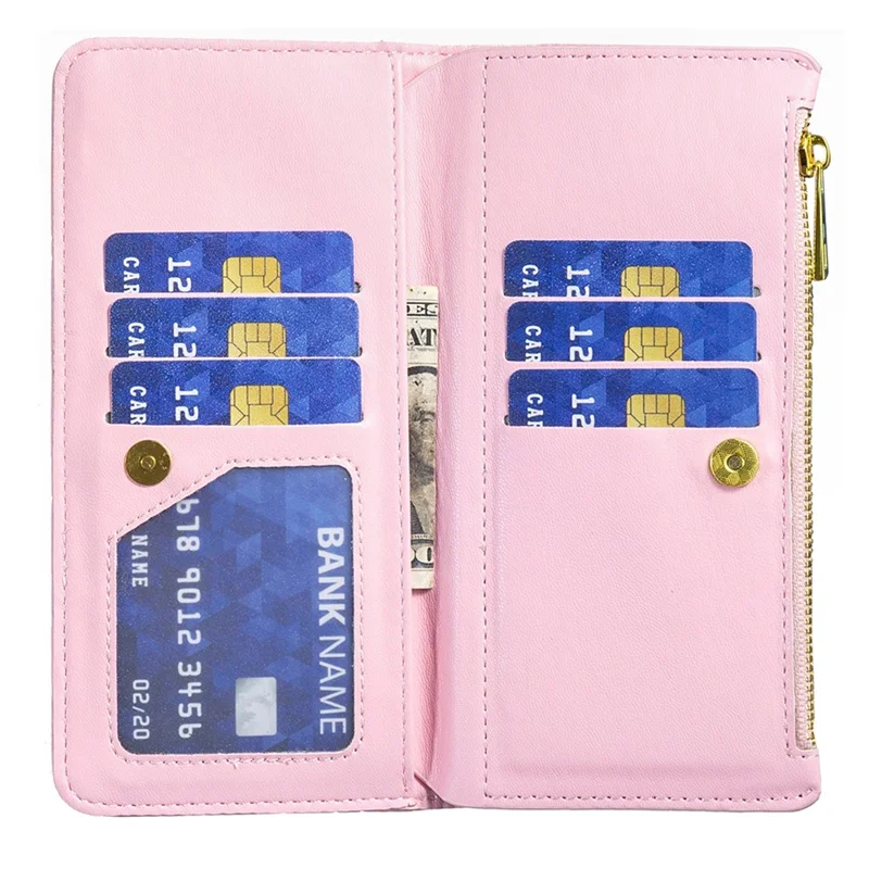 BINFEN COLOR For Samsung Galaxy Z Fold5 5G Zipper Pocket Wallet Leather Case Stand Phone Cover - Pink