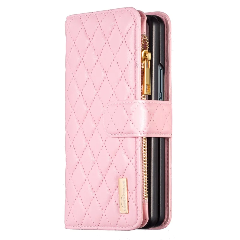 BINFEN COLOR For Samsung Galaxy Z Fold5 5G Zipper Pocket Wallet Leather Case Stand Phone Cover - Pink