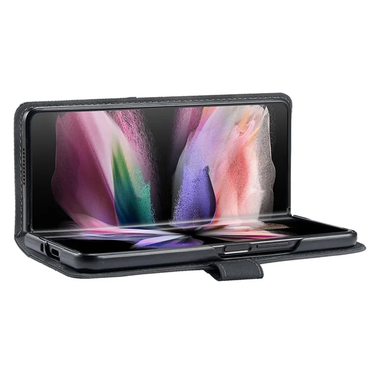 BINFEN COLOR BF05 Für Samsung Galaxy Z Fold5 5G Geprägte Standfunktion Handyhülle Ledertasche - Schwarz