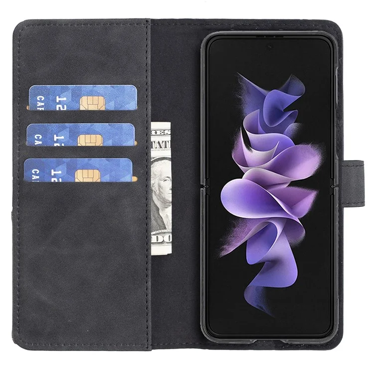 BINFEN COLOR BF05 Für Samsung Galaxy Z Fold5 5G Geprägte Standfunktion Handyhülle Ledertasche - Schwarz
