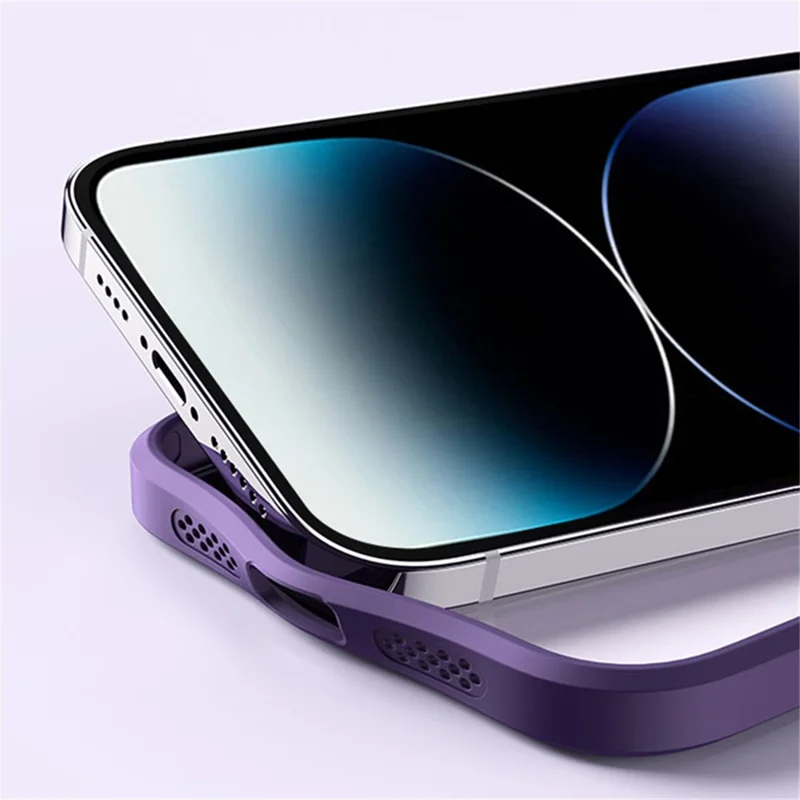 Custodia magnetica per iPhone 15 Pro, cover per telefono con anello di supporto in TPU opaco e acrilico - Viola
