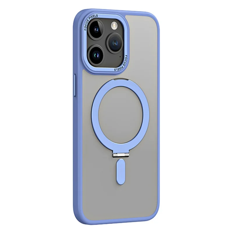 Magnetic Case for iPhone 15 Pro , Matte TPU+Acrylic Ring Kickstand Phone Cover - Blue