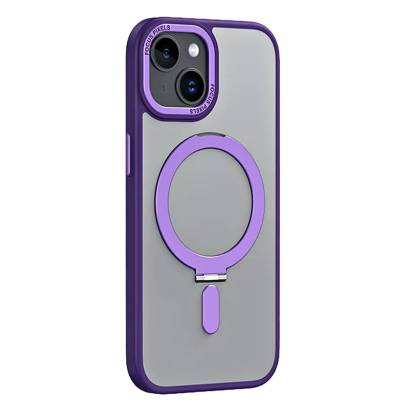 Custodia Magnetica Kickstand per iPhone 15 Plus, Custodia Telefonica Opaca Antiurto in TPU+Acrilico - Viola