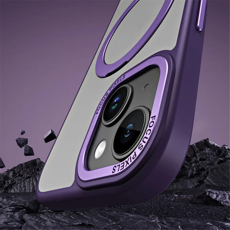Custodia Magnetica Kickstand per iPhone 15 Plus, Custodia Telefonica Opaca Antiurto in TPU+Acrilico - Viola
