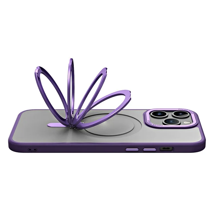 Magnetic Matte Case for iPhone 15 Pro Max , TPU+Acrylic Drop Protection Invisible Kickstand Phone Cover - Purple