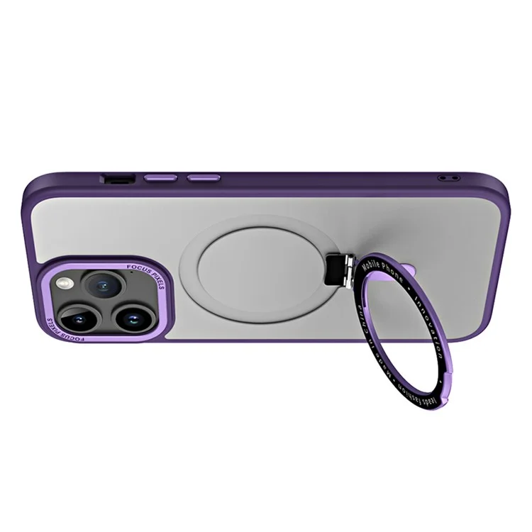 Magnetic Matte Case for iPhone 15 Pro Max , TPU+Acrylic Drop Protection Invisible Kickstand Phone Cover - Purple