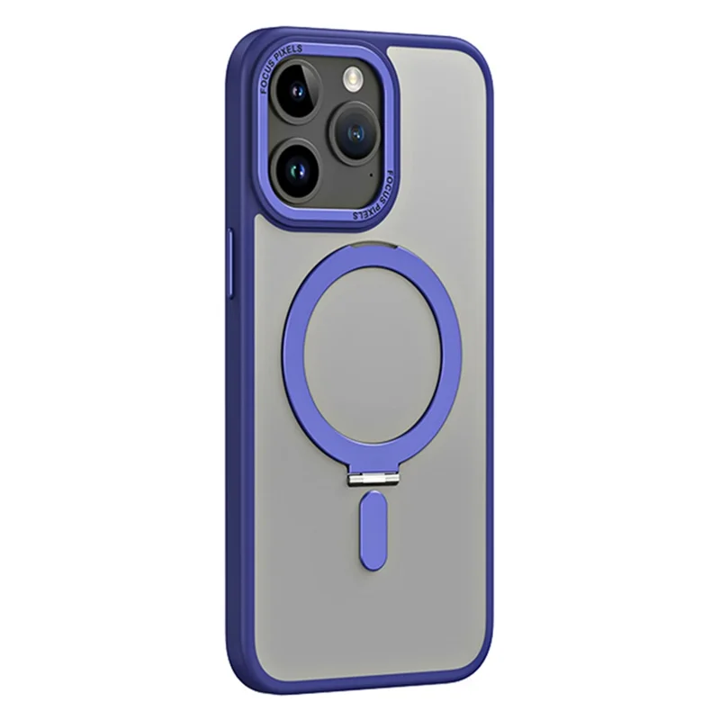 Magnetic Matte Case for iPhone 15 Pro Max , TPU+Acrylic Drop Protection Invisible Kickstand Phone Cover - Navy Blue