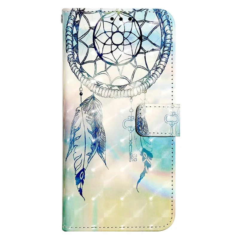 For Samsung Galaxy A24 4G (162.1mm) Leather Case 3D Pattern Printing Wallet Stand Mobile Cover with Strap - Dream Wind Chime