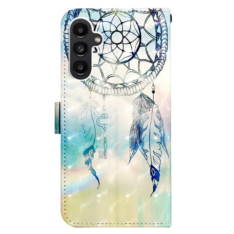 For Samsung Galaxy A24 4G (162.1mm) Leather Case 3D Pattern Printing Wallet Stand Mobile Cover with Strap - Dream Wind Chime