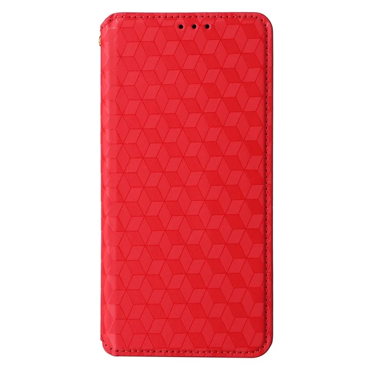 Wallet Case für Blackview Oscal C30 / C30 Pro, PU-Leder Rhombus-Prägung Standfunktelefon-Hülle - Rot