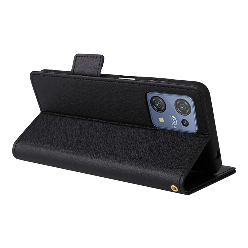 PU Leather Phone Case for Blackview Oscal C30 / C30 Pro , Wallet Stand Litchi Texture Full Protection Cover with Strap - Black