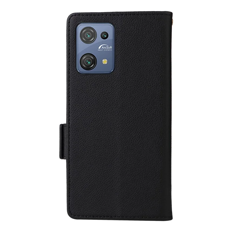 PU Leather Phone Case for Blackview Oscal C30 / C30 Pro , Wallet Stand Litchi Texture Full Protection Cover with Strap - Black