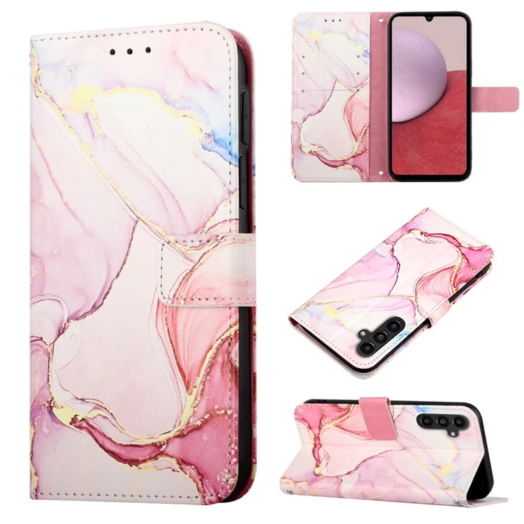 Per Samsung Galaxy A24 4G (162,1 x 77,6 x 8,3 mm) Flip Wallet Case Custodia in pelle Stand Phone - Rose Gold LS005