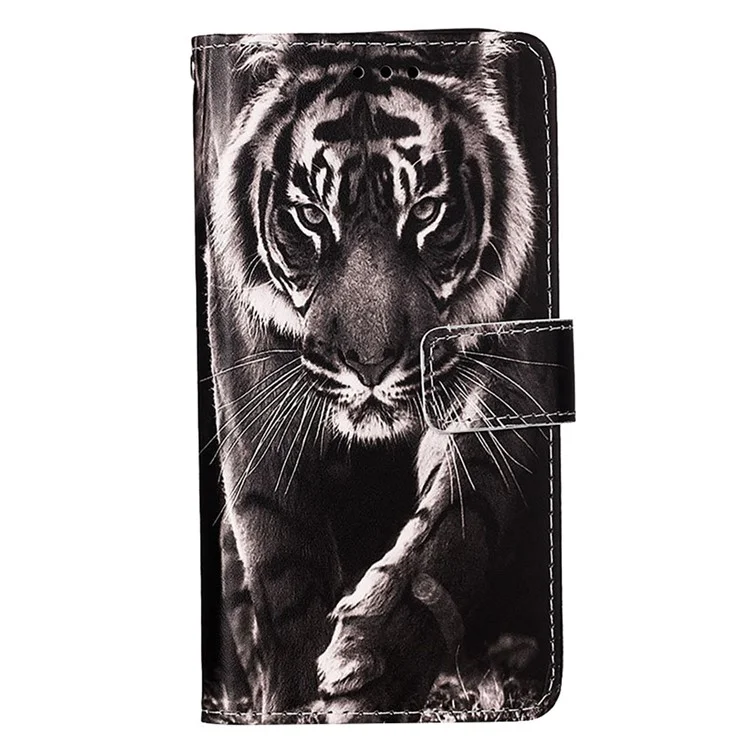 Per Samsung Galaxy A24 4G (162,1 x 77,6 x 8,3 mm) Flip Phone Case Leather Wallet Stand Cover - Tiger