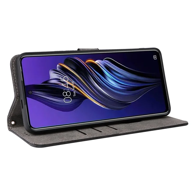 Custodia in pelle PU per TECNO Pova 5 4G LH7N, custodia con supporto a conchiglia RFID Blocking Wallet Phone con cinturino - Nero