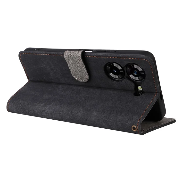 Custodia in pelle PU per TECNO Pova 5 4G LH7N, custodia con supporto a conchiglia RFID Blocking Wallet Phone con cinturino - Nero