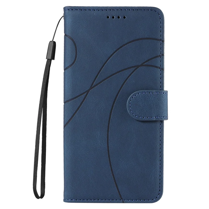 Leather Case for iPhone 6 / 6s / 7 / 8 / SE (2020) / SE (2022) , Imprinted Line Wallet Stand Phone Cover - Blue