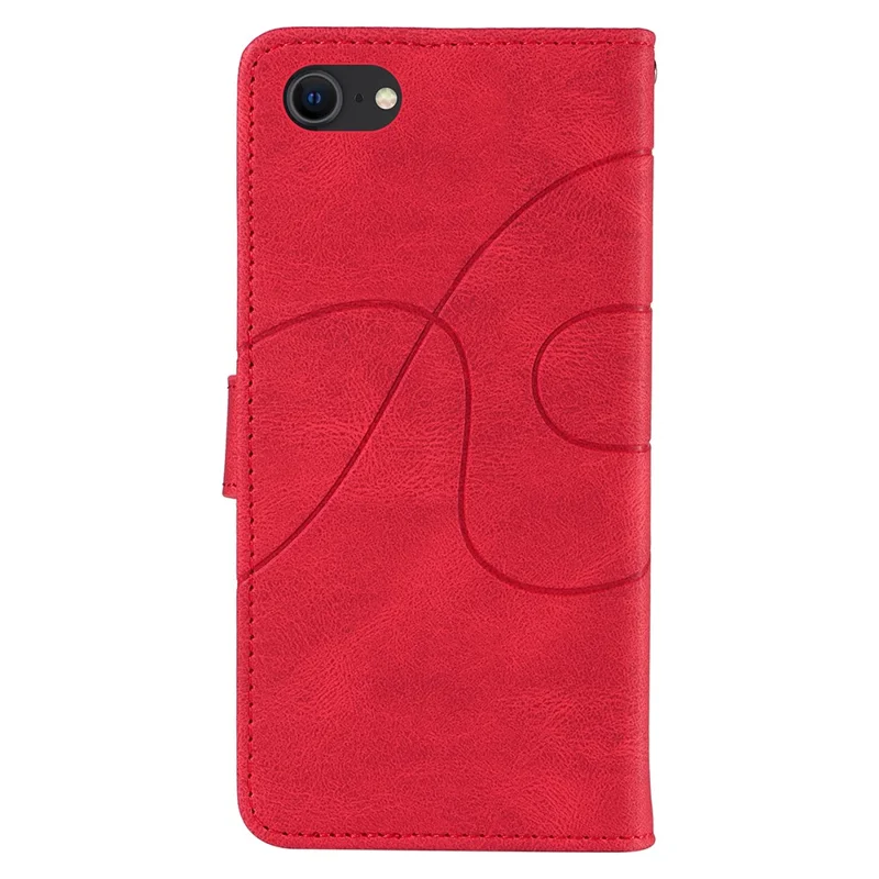 Leather Case for iPhone 6 / 6s / 7 / 8 / SE (2020) / SE (2022) , Imprinted Line Wallet Stand Phone Cover - Red