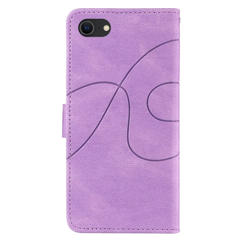 custodia in pelle per iphone 6 / 6s / 7 / 8 / se (2020) / se (2022), copertina del telefono del portafoglio di linea di linea impressa - viola chiaro