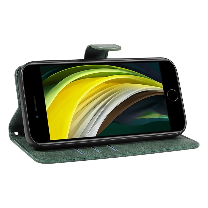 Lederhülle für iPhone 6 / 6s / 7 / 8 / SE (2020) / SE (2022), bedruckter Linie Wallet Stand Handyhülle - Grün