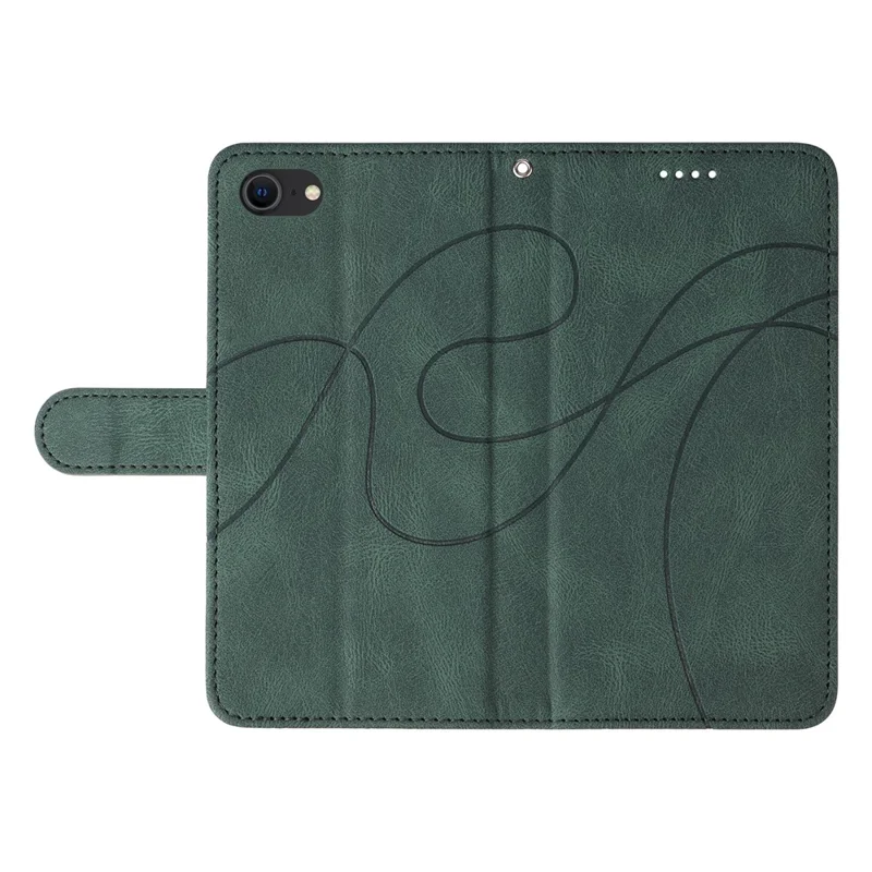 Lederhülle für iPhone 6 / 6s / 7 / 8 / SE (2020) / SE (2022), bedruckter Linie Wallet Stand Handyhülle - Grün