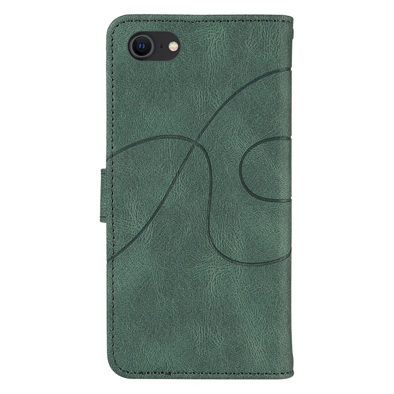 Lederhülle für iPhone 6 / 6s / 7 / 8 / SE (2020) / SE (2022), bedruckter Linie Wallet Stand Handyhülle - Grün