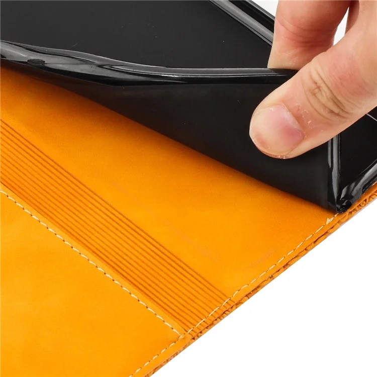 For Samsung Galaxy S23 FE PU Leather Wallet Case Retro Flower Imprnted Stand Phone Cover - Yellow