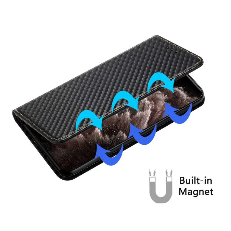 For Samsung Galaxy S23 FE Carbon Fiber Texture Leather Wallet Case Stand Phone Cover - Black