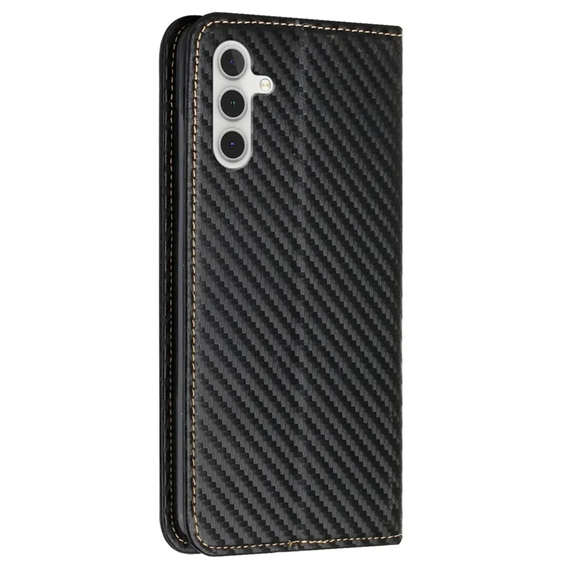 For Samsung Galaxy S23 FE Carbon Fiber Texture Leather Wallet Case Stand Phone Cover - Black