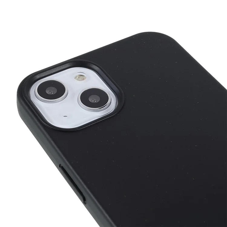 For iPhone 15 Starry Sky Series Matte Biodegradable Case Wheat Straw+TPU Hybrid Phone Cover - Black