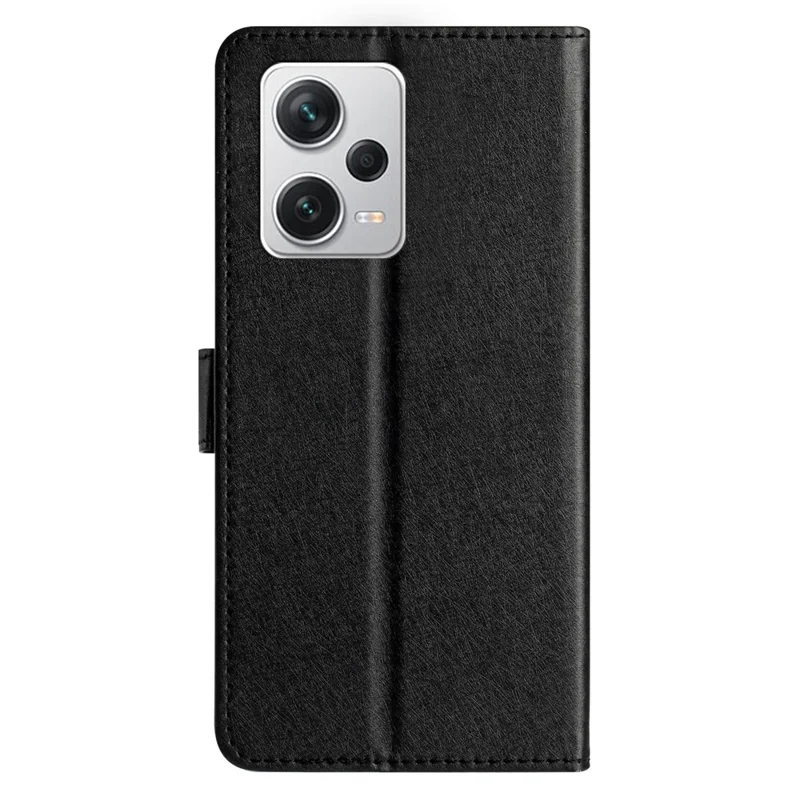 For Xiaomi Redmi Note 12 5G (China) / (India) / (Global) / Poco X5 5G Wallet Phone Case Silk Texture Stand Leather Cover - Black