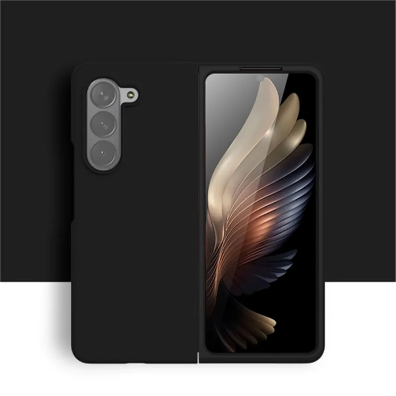 For Samsung Galaxy Z Fold5 5G Liquid Silicone Anti-Drop Phone Case Ultra Slim Shockproof Cover - Black