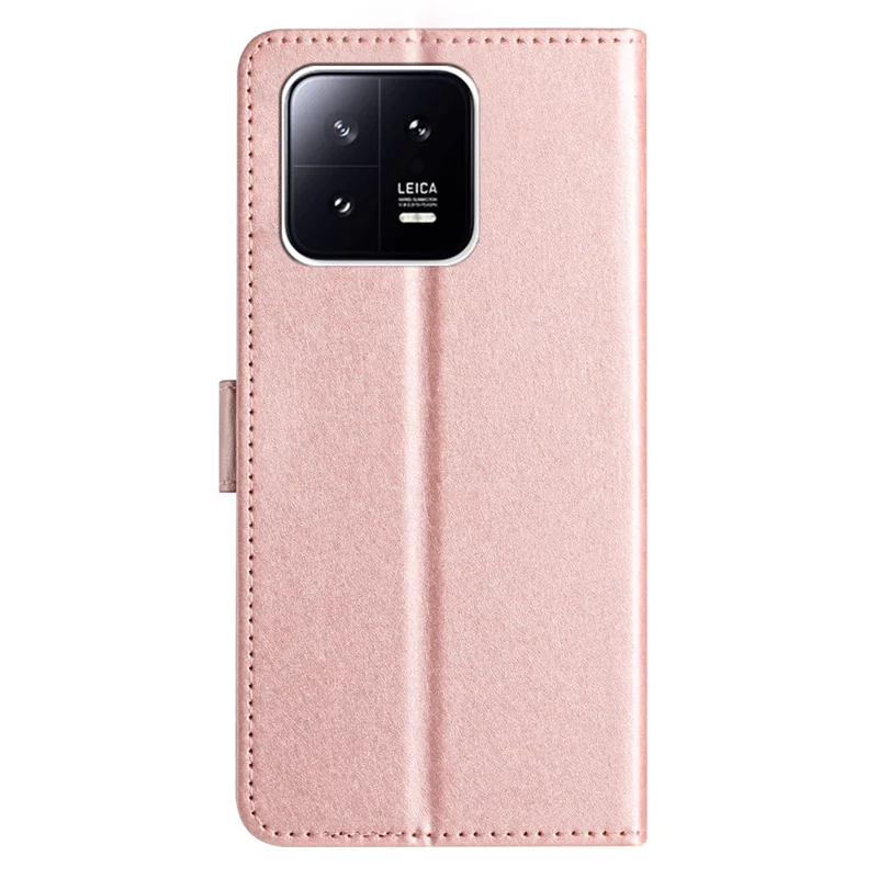 For Xiaomi 13 Full Protection Wallet Phone Case Silk Texture Stand Leather Cover - Rose Gold